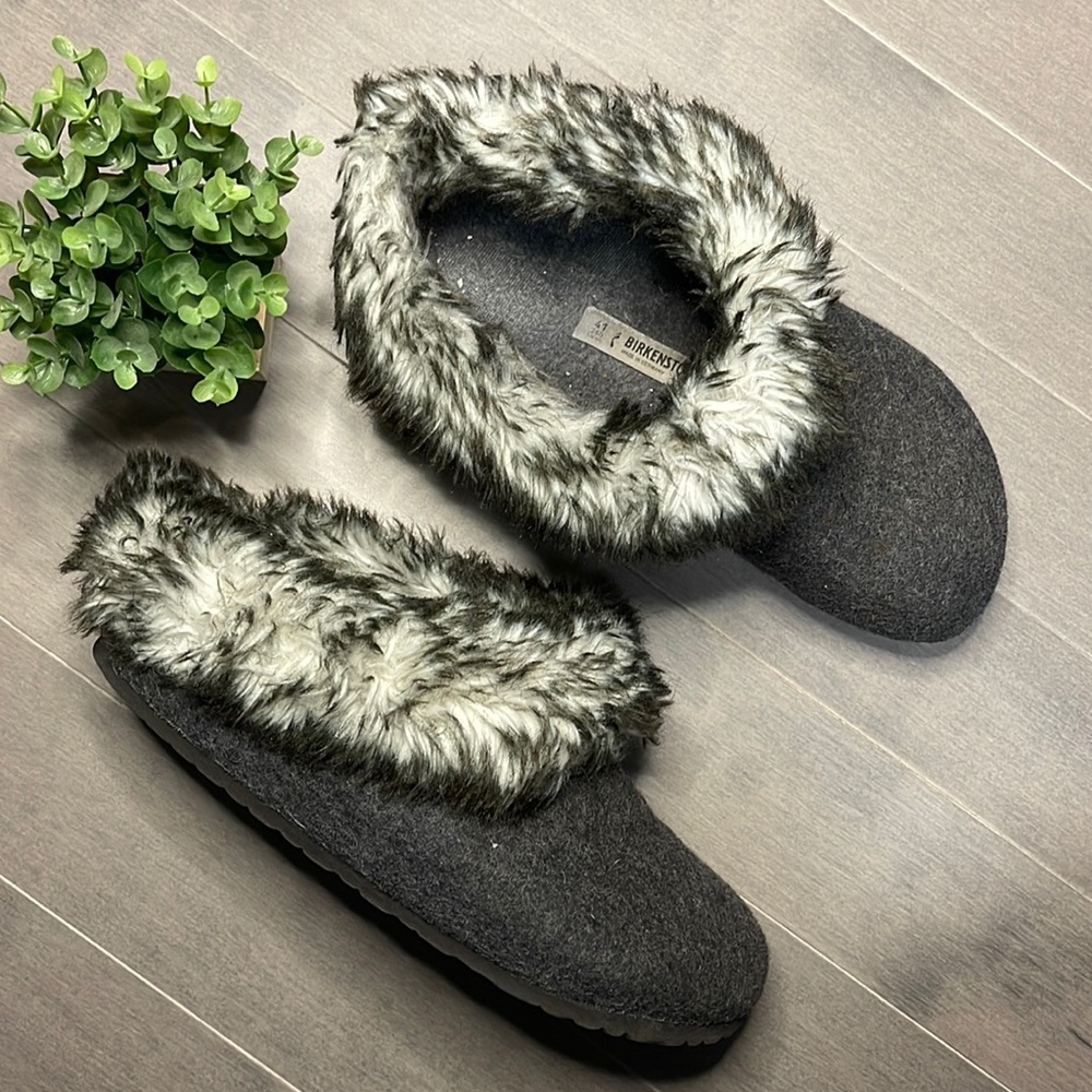 Birkenstock Kaprun Faux Fur Clog Grey Removable Fur